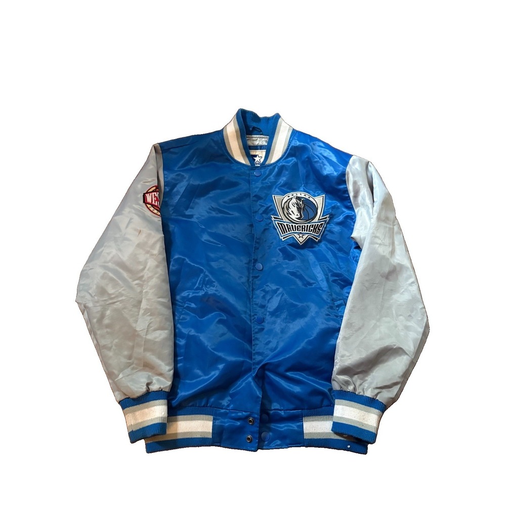 Starter Dallas Mavericks Satin Jacket Mens Large Blue NBA Basketball Varsity